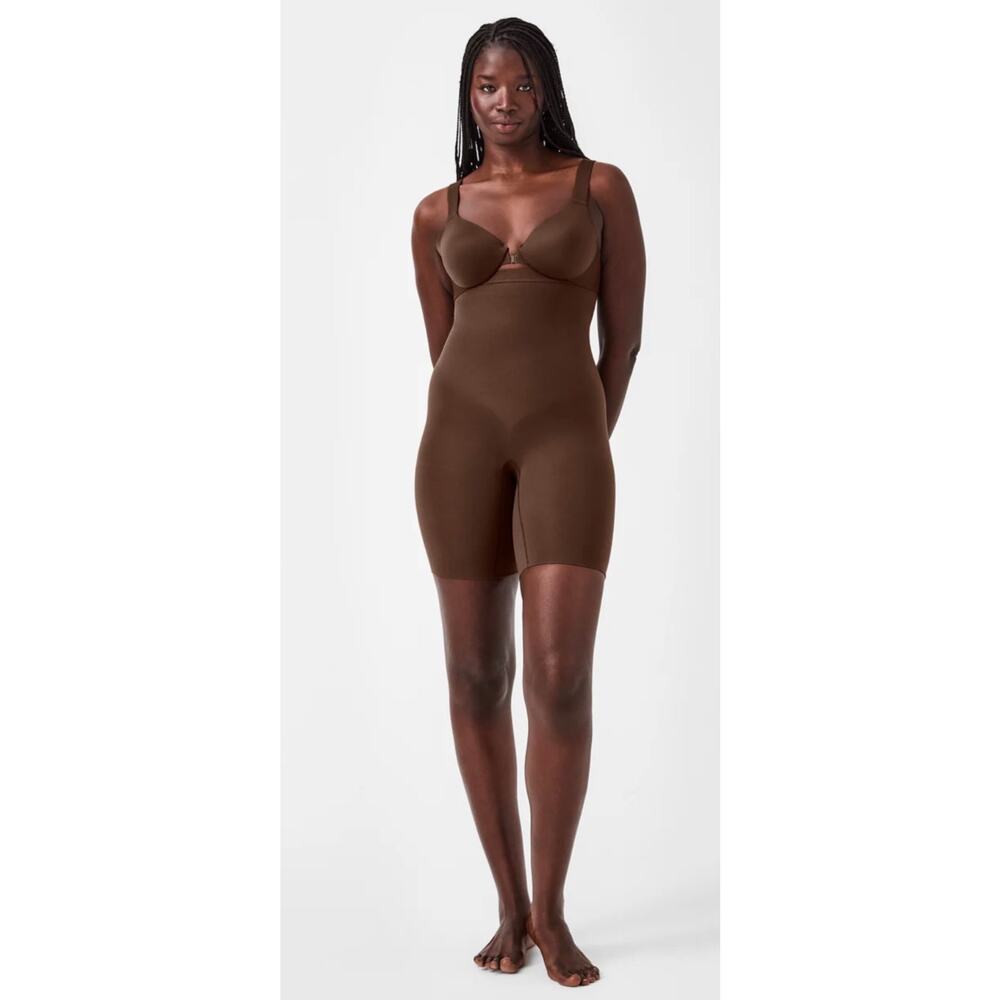 SPANXsculpt Seamless Power High-Waisted Mid-Thigh Shaping Shorts XL Brown